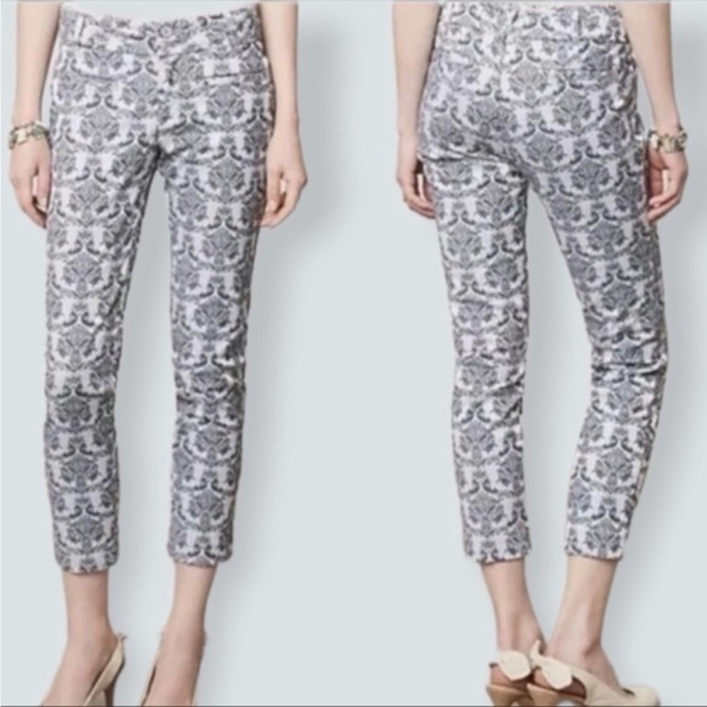 Anthropologie grey brocade Charlie ankle pants
